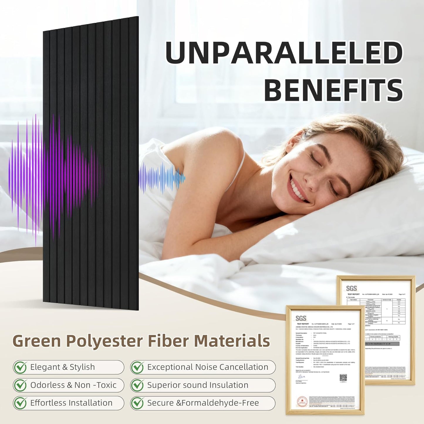 TO-TH Wood-Look Acoustic Panel, 4 Pack 47.2” x 23.6” Soundproof Wall Panels, Decorative Sound Absorbers Large Acoustic Panels for Home, Office, Basement, Smoky