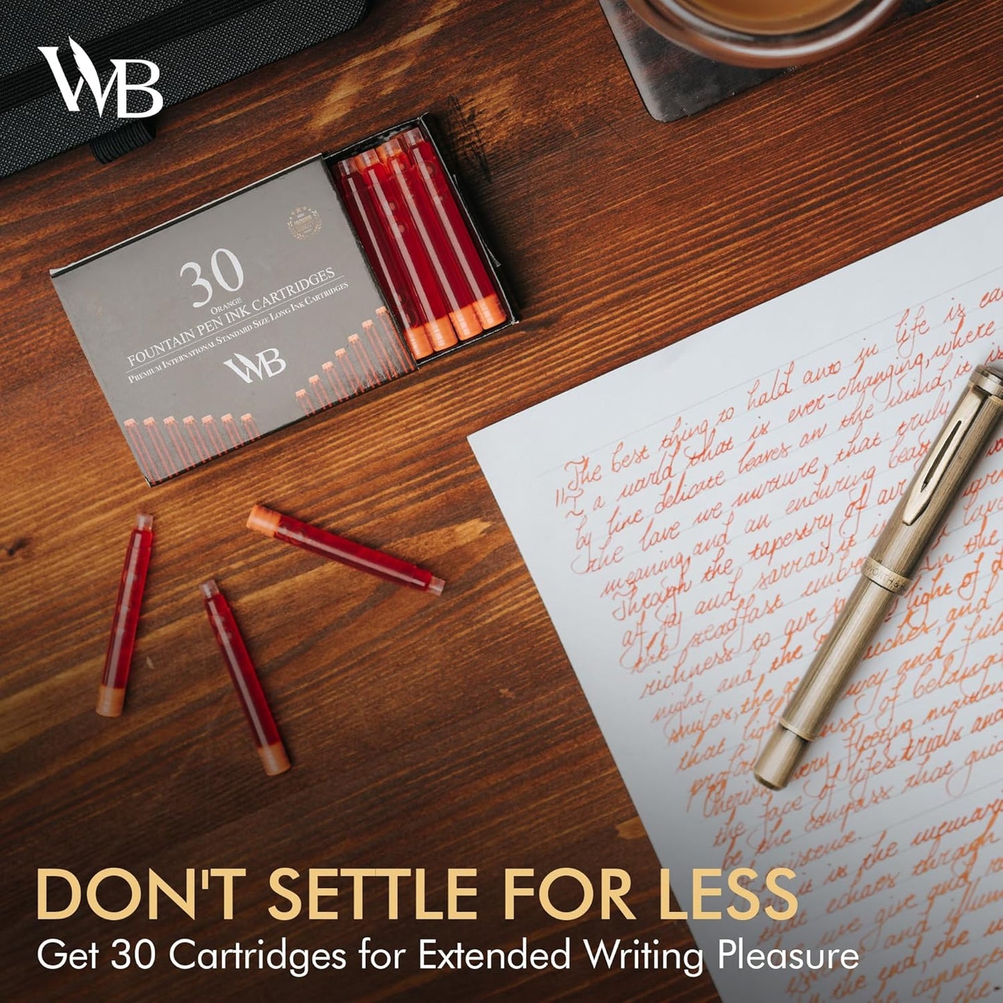 Wordsworth & Black Fountain Pen Ink Refills - Set of 30 Yellow Ink Cartridges - International Standard Size - Length APPR 2.3" - Base Diameter APPR 0.24" - Disposable and Generic