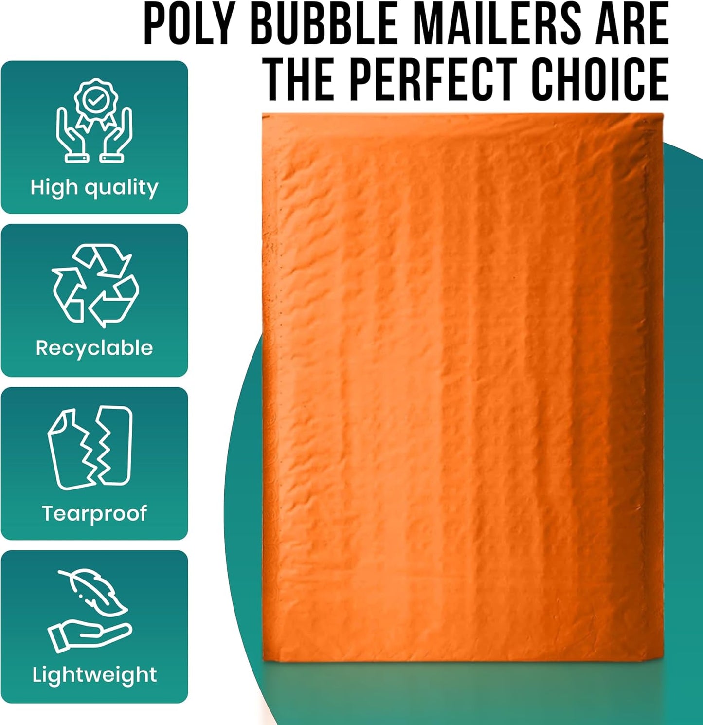 Levex - #000 4" x 8" [10 Pack] Orange Poly Bubble Mailers, Padded Envelope Mailers, Packing Envelope & Mailing Bags for Shipping