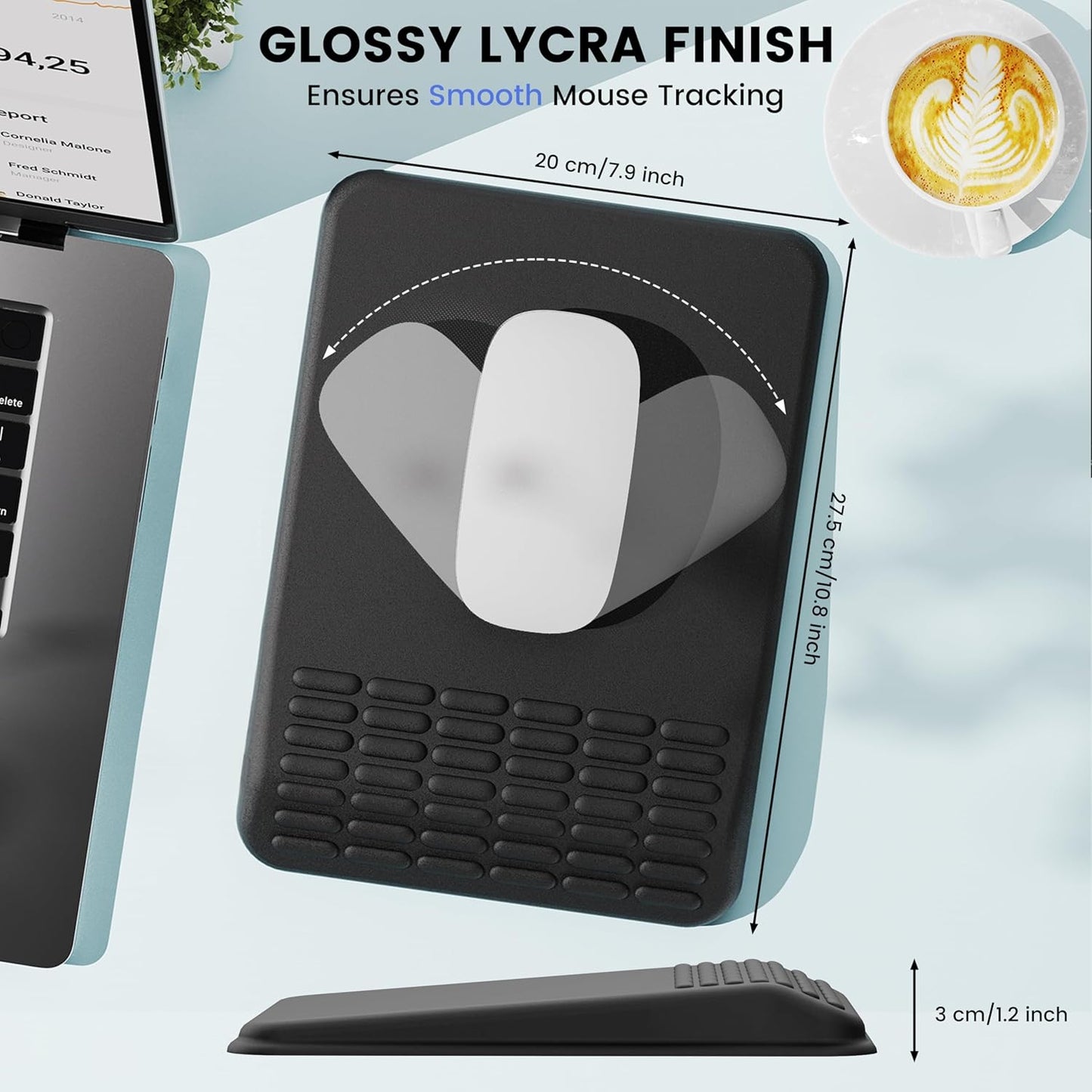 MEKASS Ergonomic Mouse Pad with Wrist Support, Wrist Rest Mousepad for Carpal Tunnel Pain Relief, Memory Foam with Massage Design, Non-Slip PU Base for Office and Home (Classic Black)