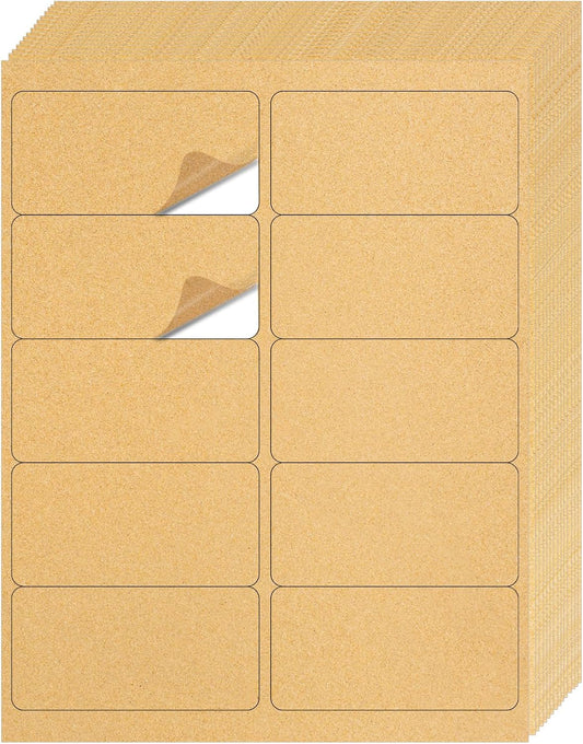 Shipping Labels Stickers, 2"×4" Printable Mailing Label for Laser/Inkjet Printing- Matte, Permanent Adhesive Labels Stickers (Kraft Brown)