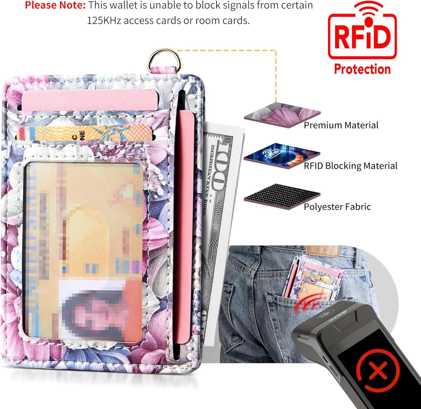 Mayski Slim Wallet, Credit Card Holder for Women, Minimalist Front Pocket RFID Blocking Card Cases, Small Wallet Women Men(Happy Flower)