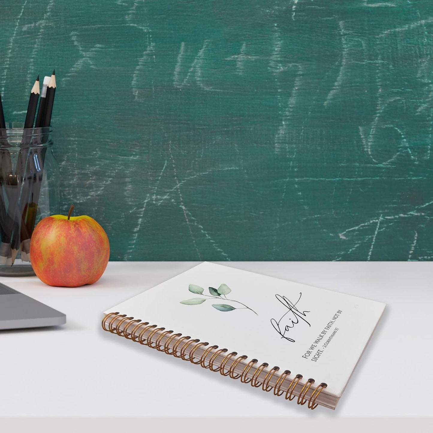 VNWEK Christian Bible Journaling Notebook,Church Notes Notebook,2 Corinthians 5:7 Walk by Faith Spiral Journal 5.5x8.3 Inch,Christian Journals for Women