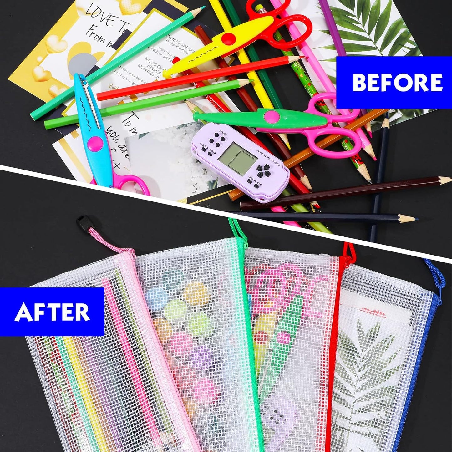 Zhehao 200 Pieces A6 Mesh Zipper Pouch Bulk Mesh Bags with Zipper Waterproof Small Pencil Pouches for School Office Supplies Organization 9.4 x 4.5 Inches(10 Assorted Colors)