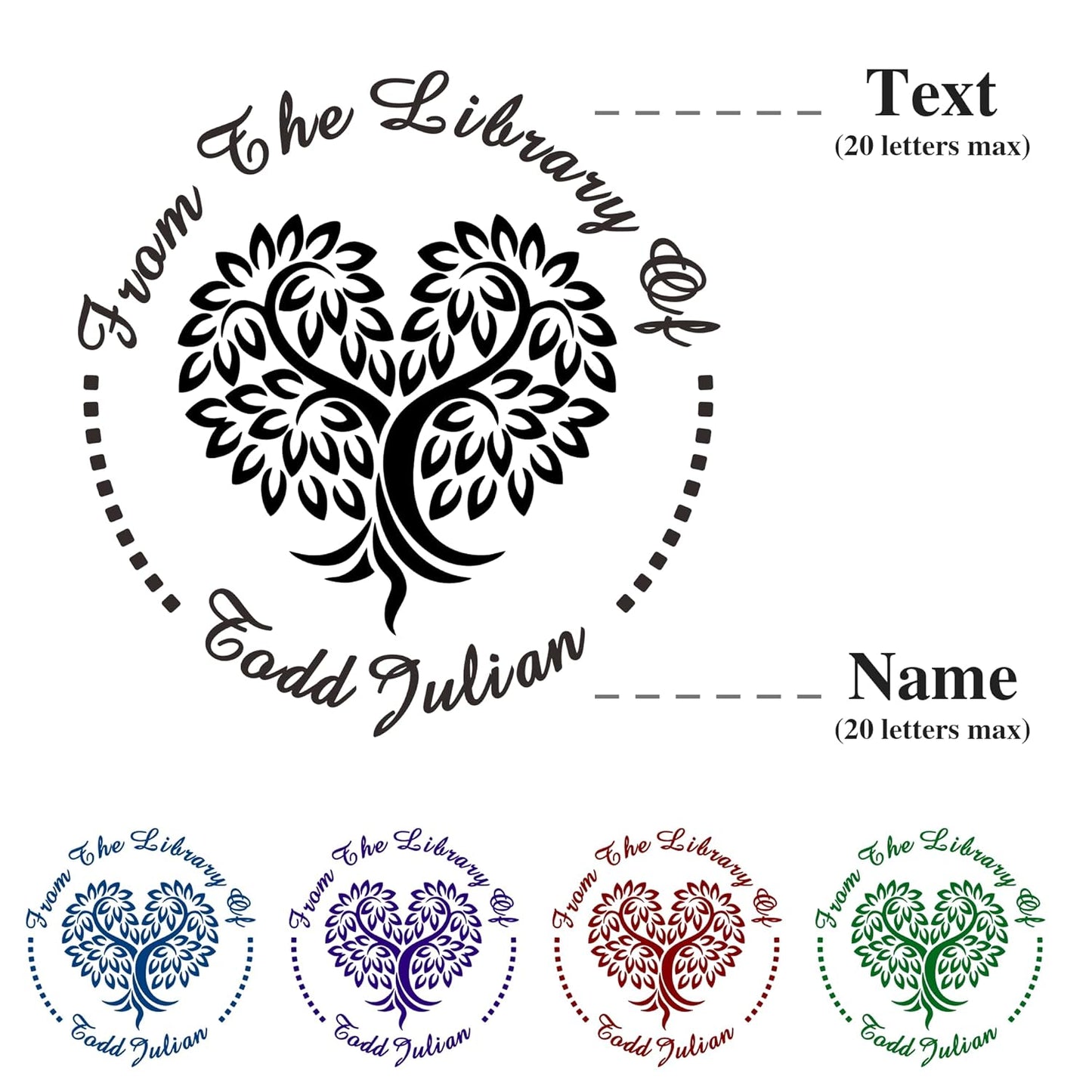 Customized Book Embosser Heart Tree of life Color Stamp with Your Name or Design Personalized Library Embosser Stamp Custom Books Business Cards Paper Documents Notebooks etc. (Tree of Life-02)
