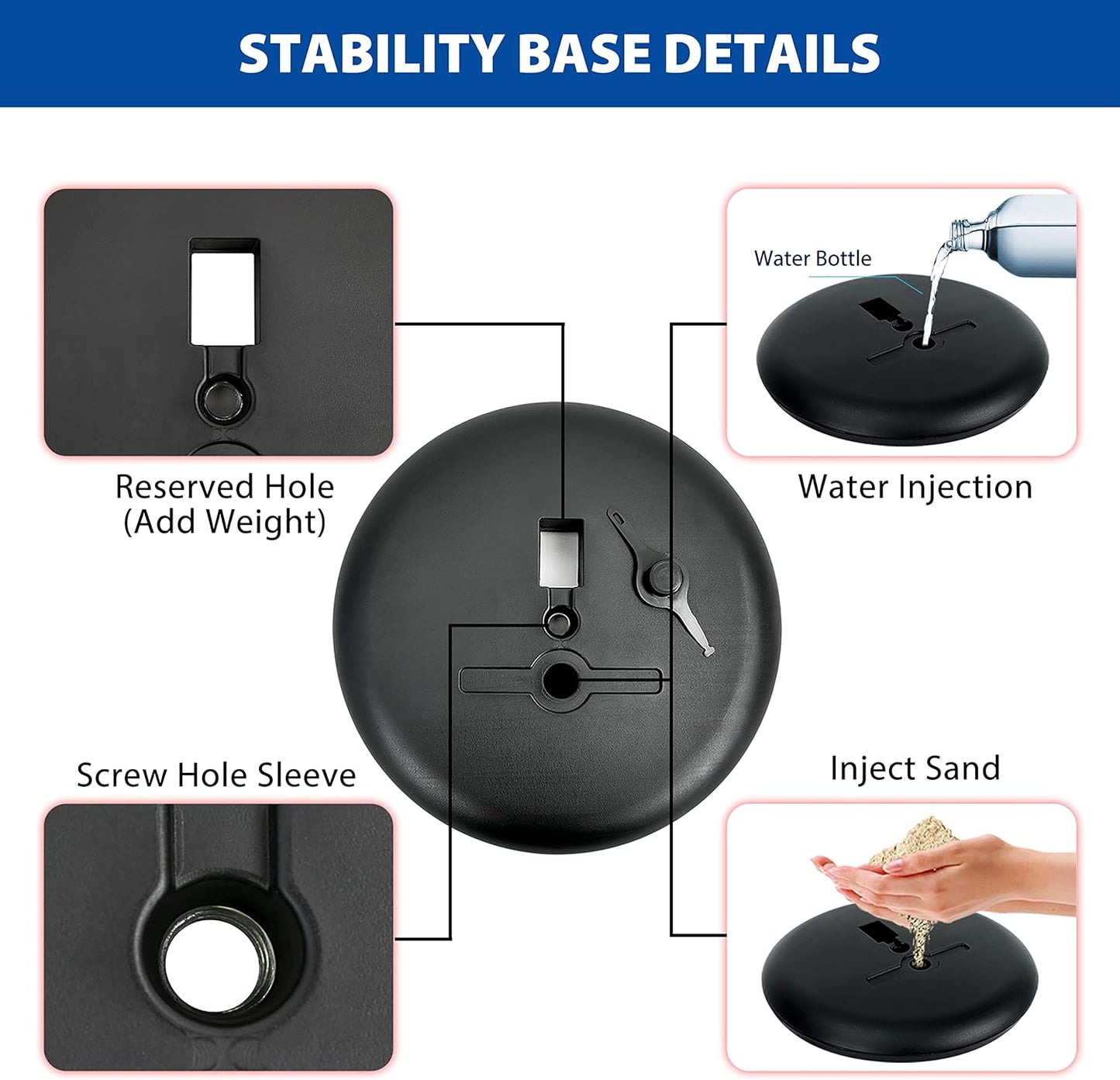 8.5x11 Inch Adjustable Pedestal Poster Sign Stand, Heavy Duty Floor Standing Sign Holder Stand Aluminum Snap Open Frame for Vertical and Horizontal View Sign Displayed (Black, Round)