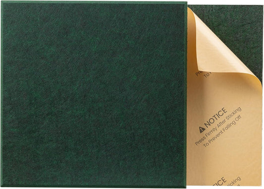 22 Pack Self-Adhesive Acoustic Panels, 12" X 12" X 0.4" High-Density Sound Proof Foam Panels for Walls, Soundproof Wall Panels for Home & Office (Forest Green)
