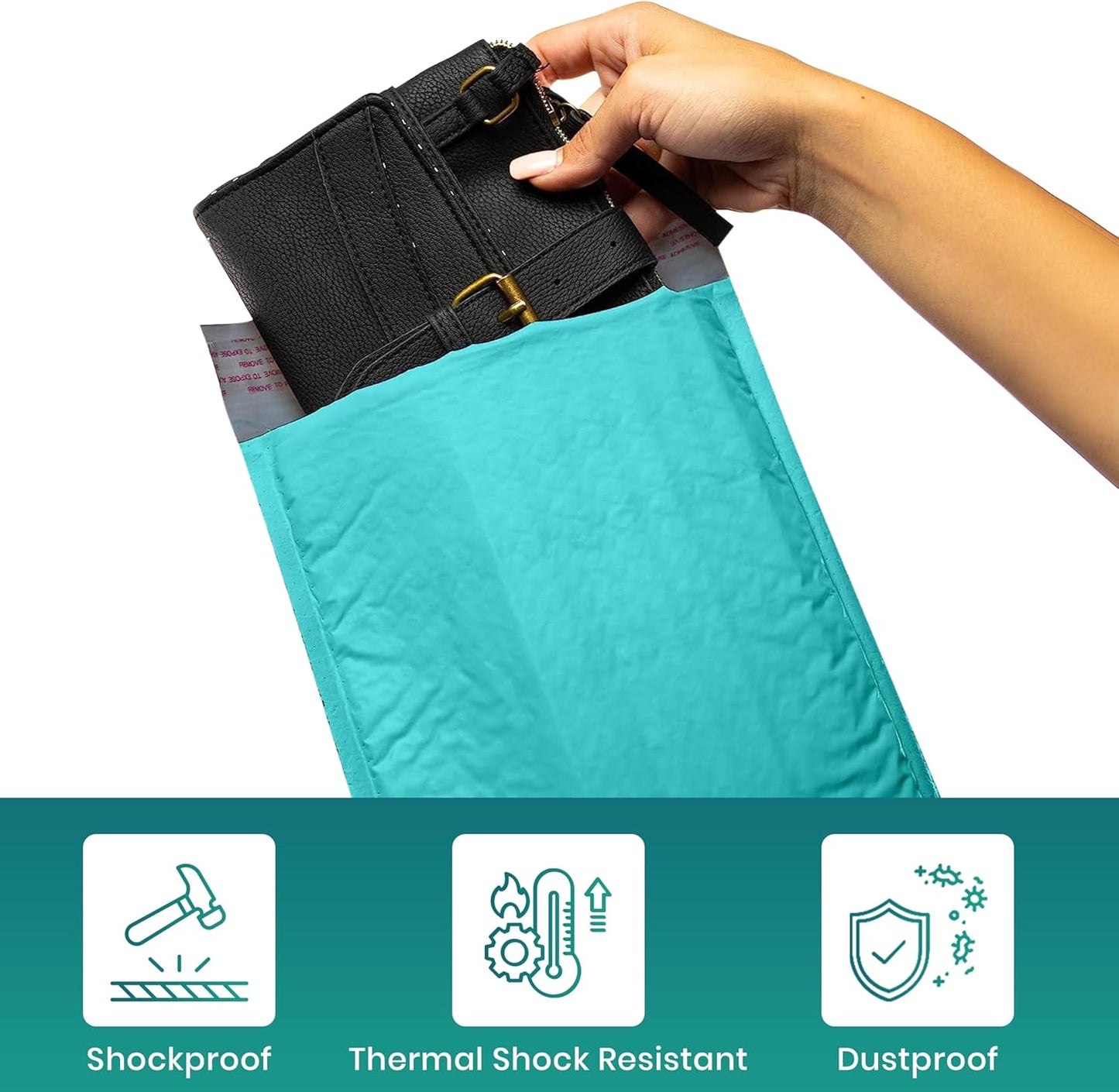 Levex - #0 6" x 10" [5 Pack] Teal Poly Bubble Mailers, Padded Envelope Mailers, Packing Envelope & Mailing Bags for Shipping
