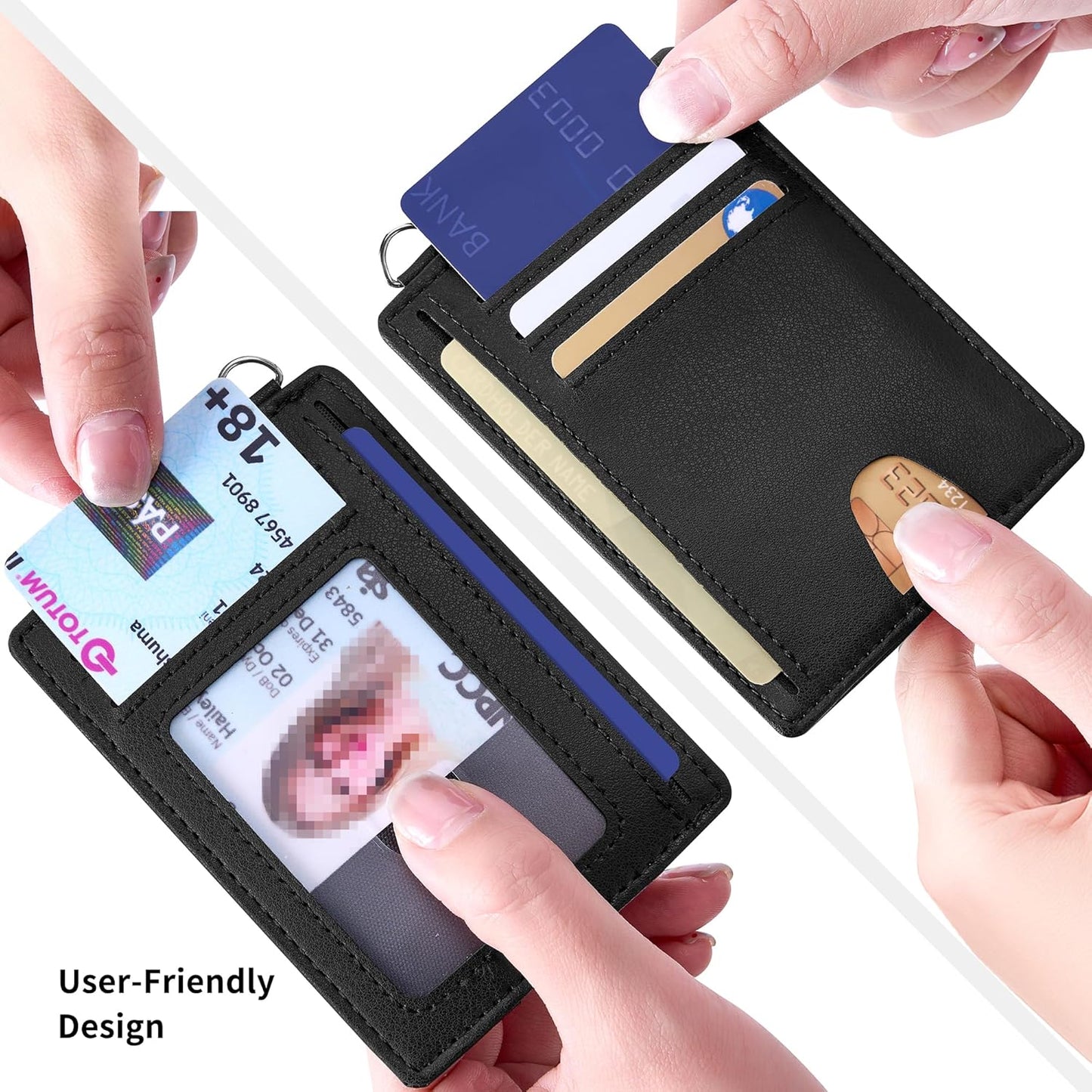 Mayski Slim Wallet, Credit Card Holder for Women, Minimalist Front Pocket RFID Blocking Card Cases, Small Wallet Women Men(Grain Black)