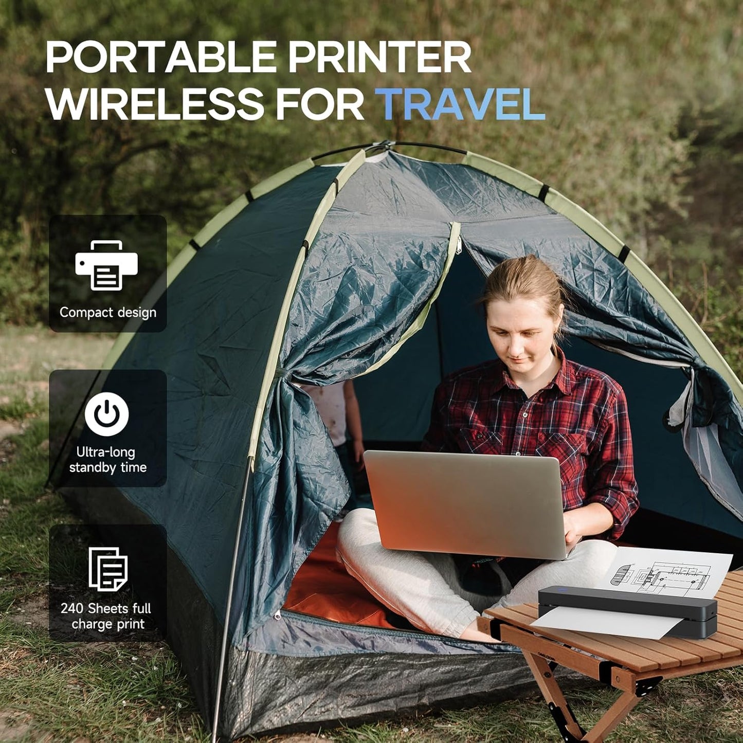 iDPRT Portable-Printer Wireless for Travel, 300DPI Inkless-Thermal-Small-Printer for Home Use, Office, Vehicles, Mobile Bluetooth Printers Supports 8.5" x 11" US Letter&A4&A5 Size, for Phone & PC