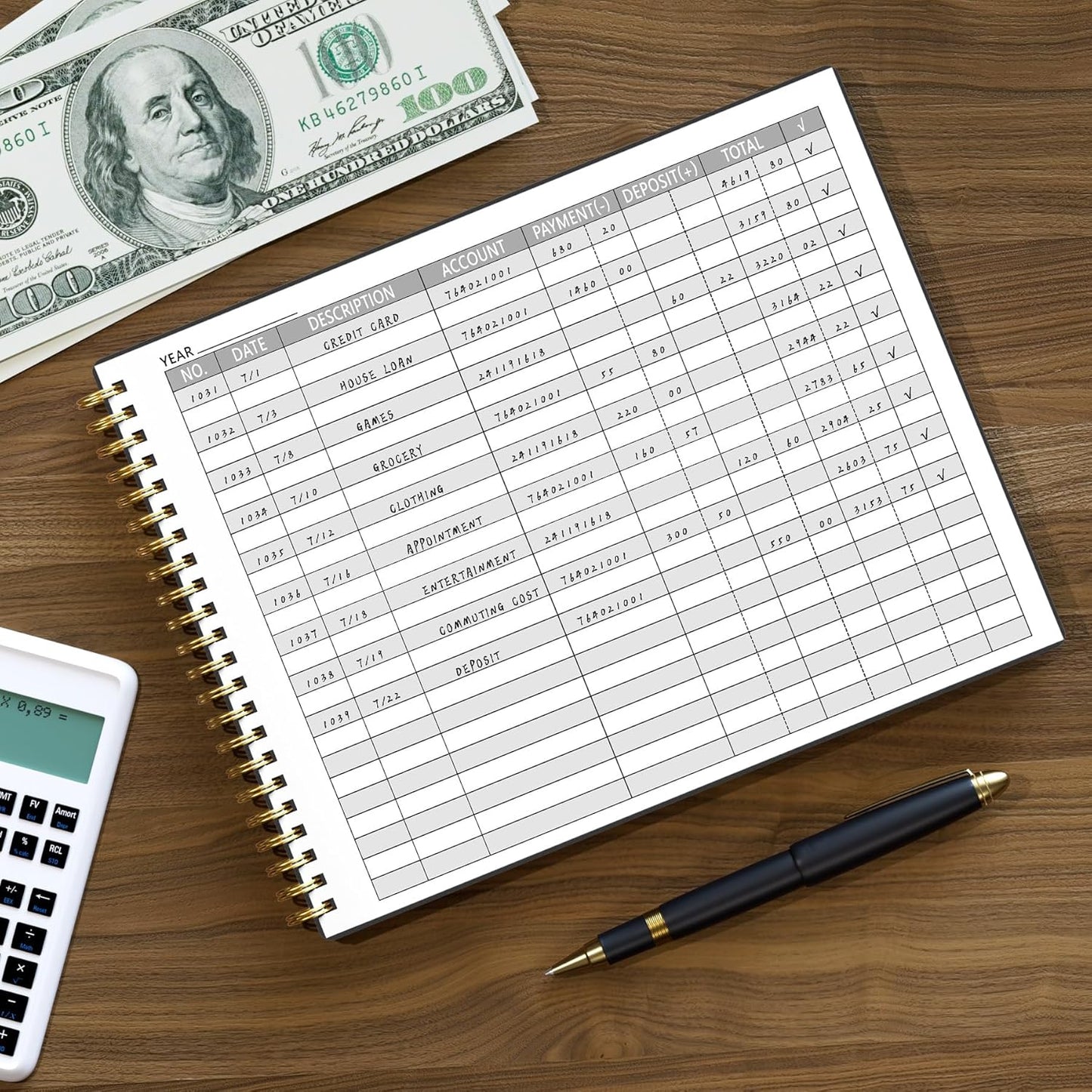 Accounting Ledger Book for Small Business Bookkeeping & Personal Use, Horizontal Expense Tracker Notebook for Family Budget, Bookkeeping Record Book Money Expense & Income Log Journal, Black