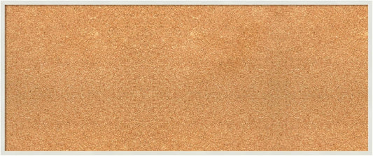 Amanti Art Natural Cork Board for Wall, 15x35 Vision Board with White Frame, Medium Corkboard Office Decor for Home Organization, Modern Corkboard Pinboard to Display Items for Home Organization in