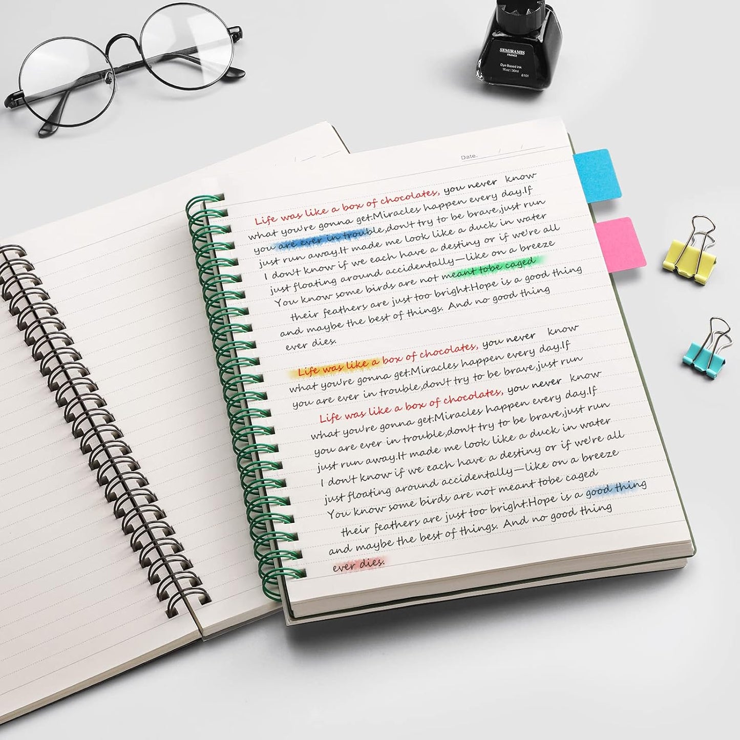 EMSHOI 3 Pack Spiral Notebook 7.48" x 10.15" - B5 Large Composition Notebooks College Ruled, 480 Pages 100gsm Lined Paper, Plastic Hardcover Journals for Writing Women Men Work School Supplies Gifts