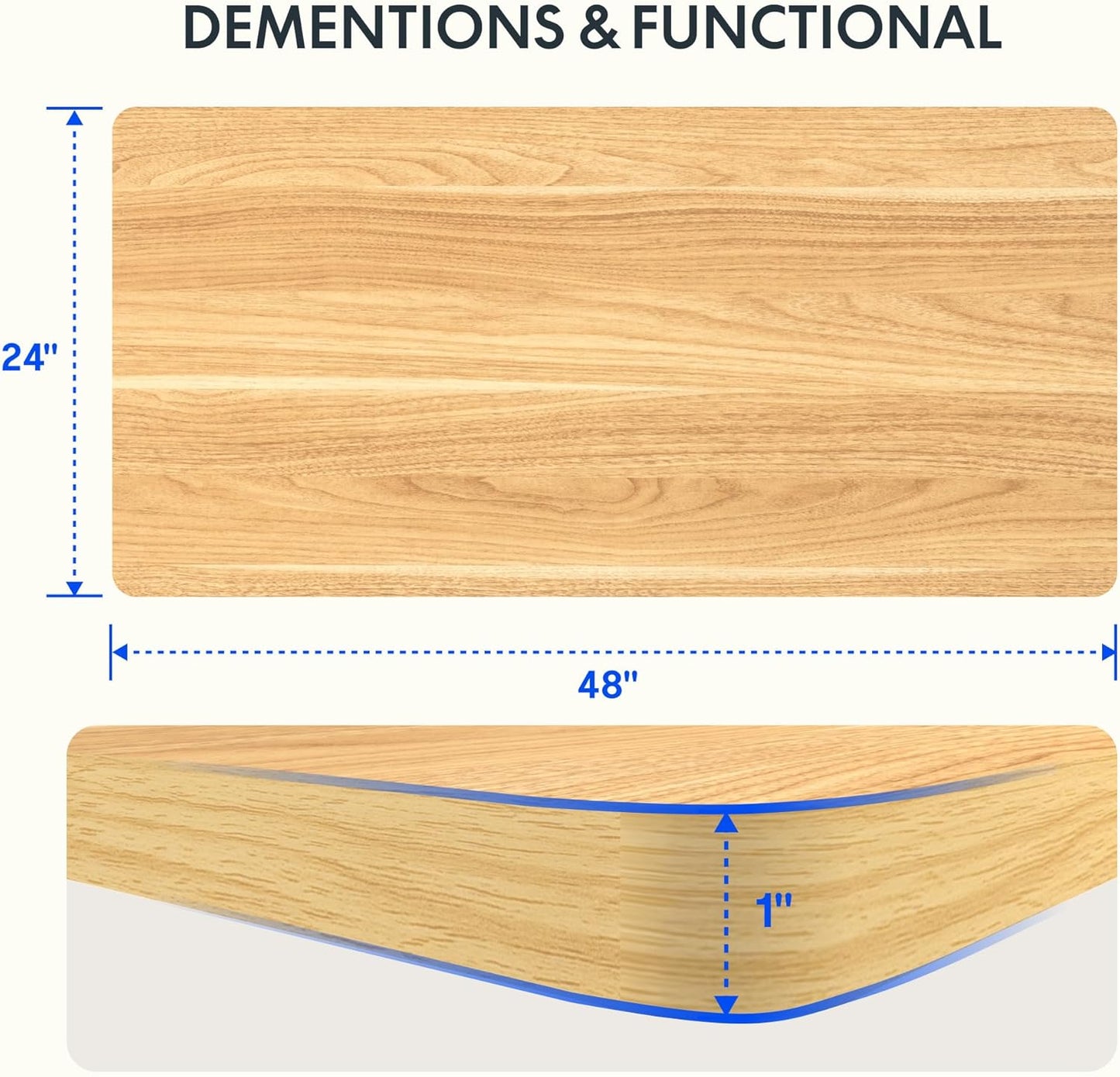 FLEXISPOT EN2 Whole-Piece Standing Desk with Clamp Power Strip, 48 x 24 Electric Height Adjustable Desk with Cable Management (White Frame + 48" Maple Top)