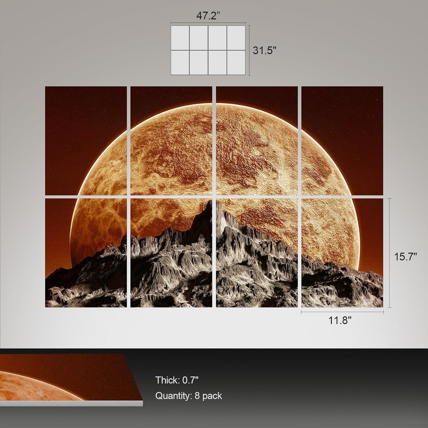 UMIACOUSTICS 8 Pcs 0.7Inch Thick Art Acoustic Panels, Total 47.2” x 31.5” Decorative Acoustical Wall Panels, Sound Absorbing Art Panels for Home, Office, Hotel, Recording Studio, Golden-Star Shines