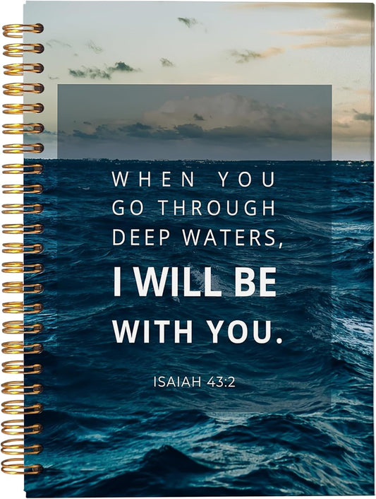 VNWEK Bible Christian Notebook Journal - Christian Journals for Writing Women, Bible Journaling Notebook, Christian Gifts for Women Men Faith, Notebook Spiral Bound with, Isaiah 43 2 Writing Pads