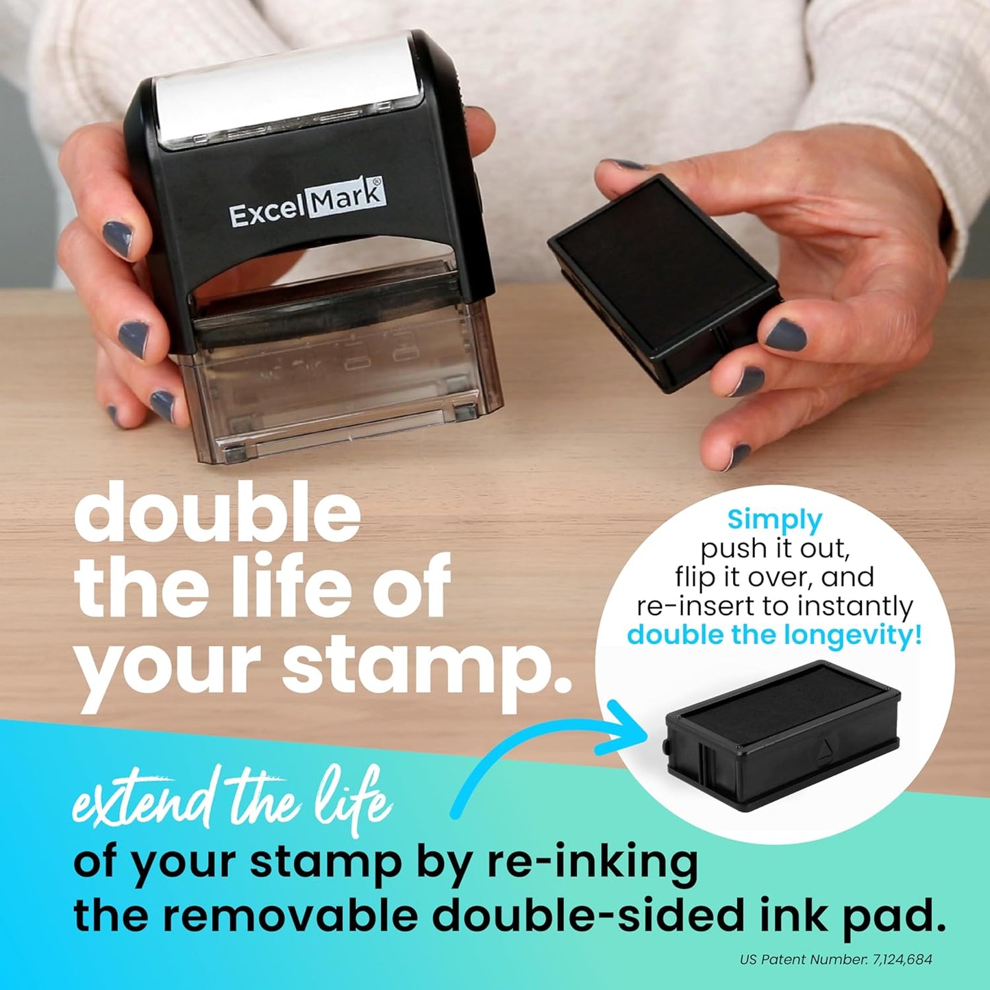 ExcelMark Custom Stamp – Clear & Crisp Impressions – Personalized Self-Inking Rubber Stamp – Use for Address Stamp and More (Extra Large)