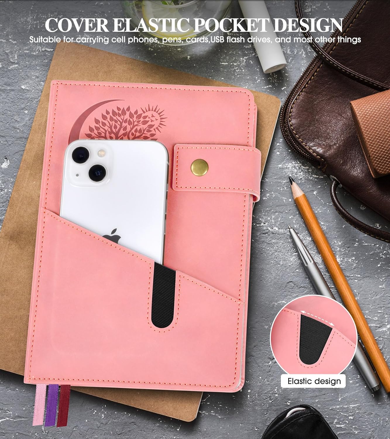 Lined Journal Notebook for Men, A5 Leather Journals for Writing Women, Hardcover Notebooks for Work,School,Note Taking,Travel,Business,Personal daily Diary,200 Page College Ruled (5.9" x 8.4")