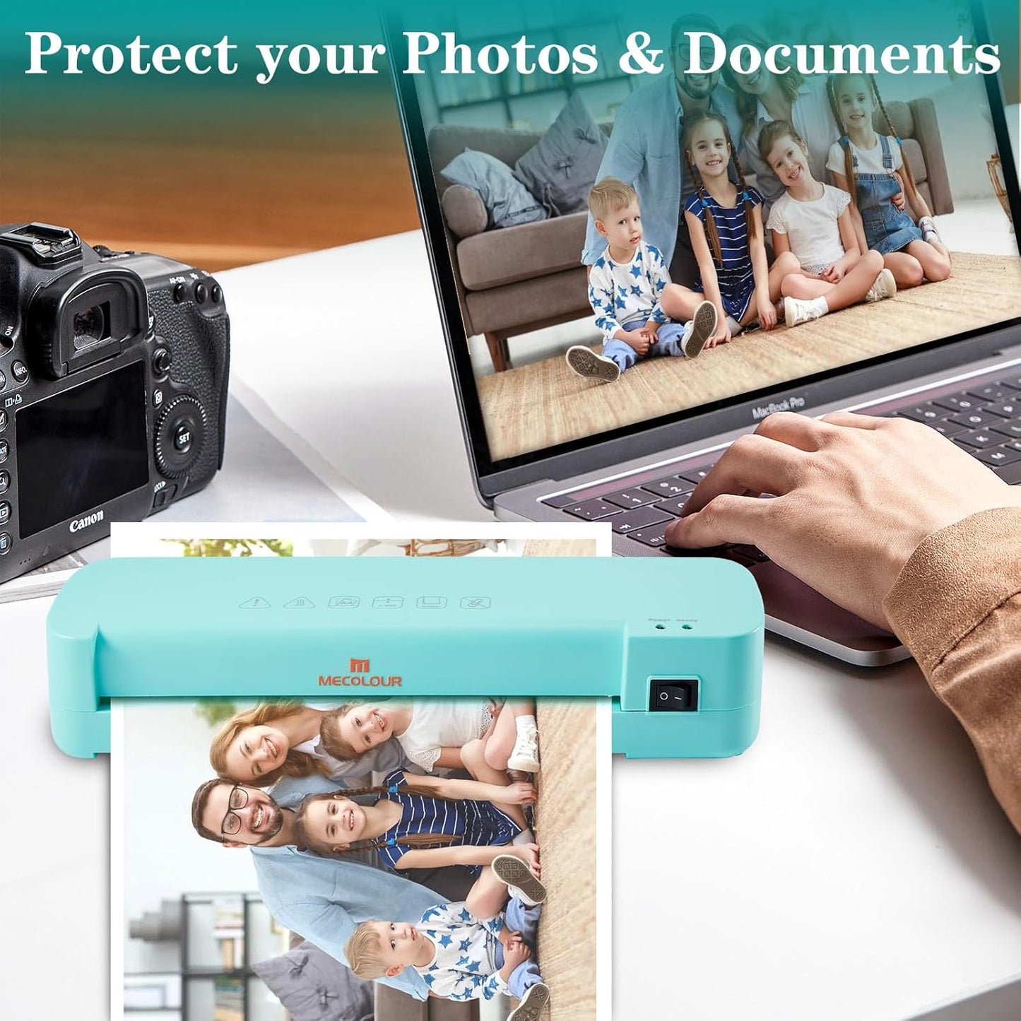 MECOLOUR Thermal Laminator Machine, A4 Laminating Machine Fast 3-Min Warm-Up, Ideal for Teachers, Small Offices, Business or Home, 110V