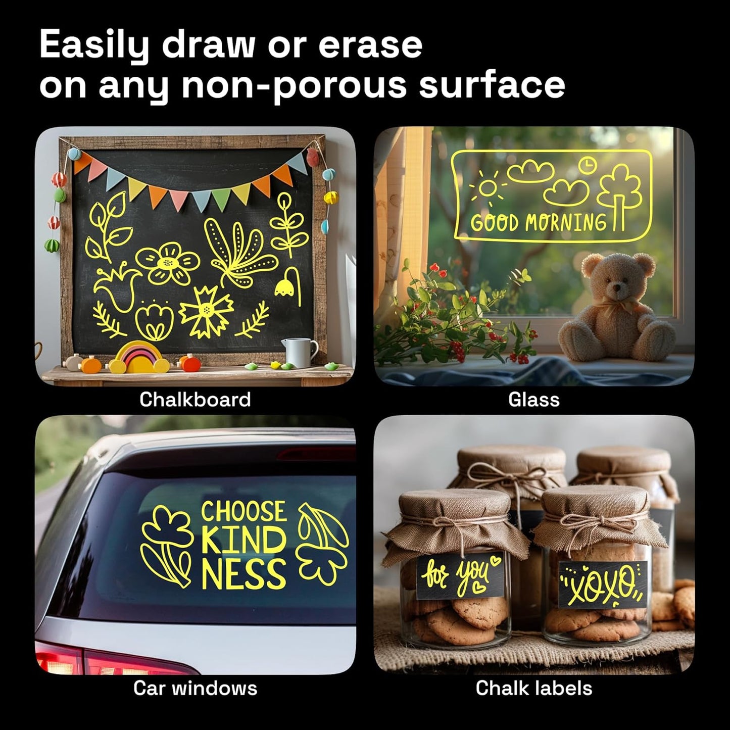 ARTISTRO 2 Yellow Liquid Chalk Markers - Erasable Chalk Pens with 6mm Reversible Tip for Blackboard, Chalkboard, Car Window, Glass - Ideal for China Markers, Restaurants & Bistro