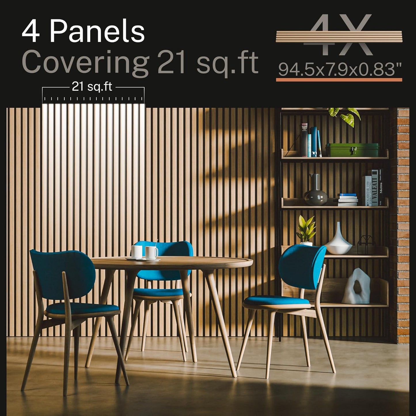 Not Just Sleek - These Wood Panels Eat Echo for Breakfast | Natural Oak Wood Slat Acoustic Panels – 4PCS (94.5" x 7.9") | Sound-dampening Wall & Ceiling Panels for Stylish Noise Reduction & Décor