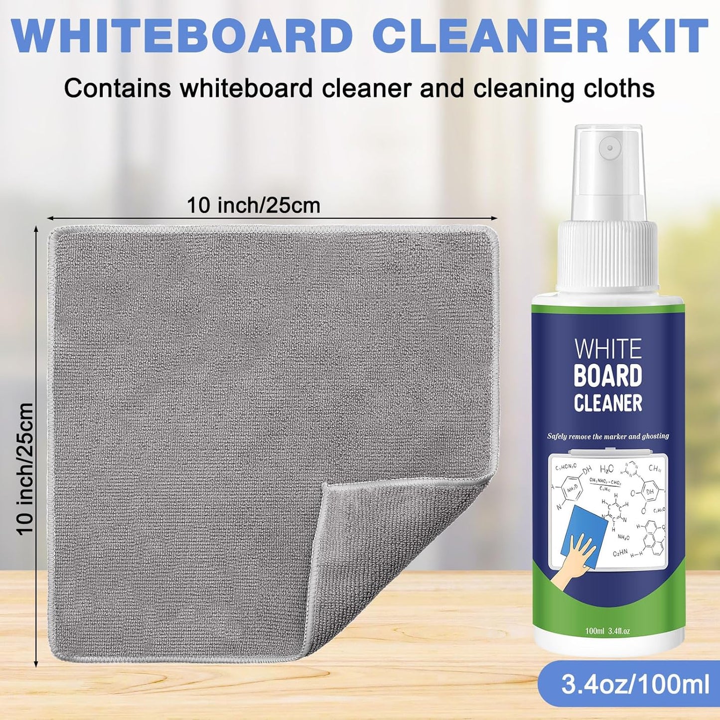 Loopeer 8 Pack Whiteboard Cleaner Spray 3. 4 oz Dry Erase Board Cleaner with Cloths Non Toxic Dry Erase Cleanning Removes Stubborn Marks from Whiteboards