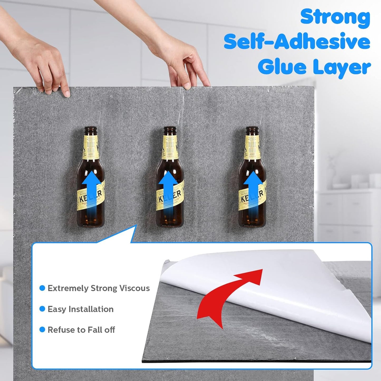 Woanger 5 Pack Large Acoustic Panels 47x24x0.4 Inch Sound Dampening Panels Self-Adhesive Noise Absorbing Sound Proof Wall for Echo Absorption for Home Studio Office Game Room(Black)