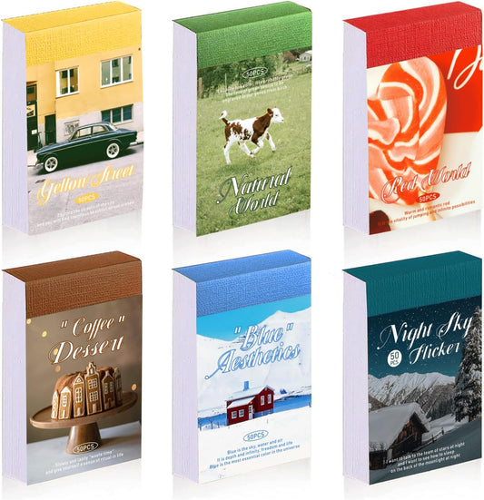 6 Sets 300 Pcs Washi Stickers Book, Vintage Aesthetic Sticker Set for Journaling Scrapbook Decoration Bullet Journal,Stamps Flowers Ticket Theme Stickers for Art Diary Craft Planner