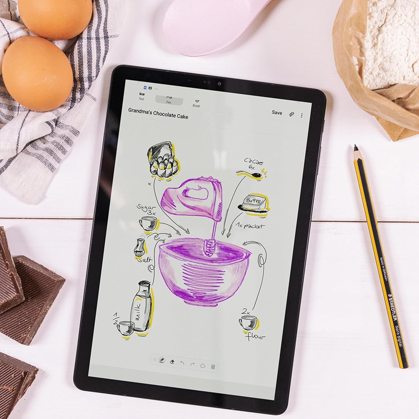 STAEDTLER Noris Classic Digital Stylus Pen: No Charging, EMR Palm Rejection, 4.096 Pressure Levels, Hexagonal Shape, Natural Writing and Drawing on Touchscreen Tablet, Laptop, Phone