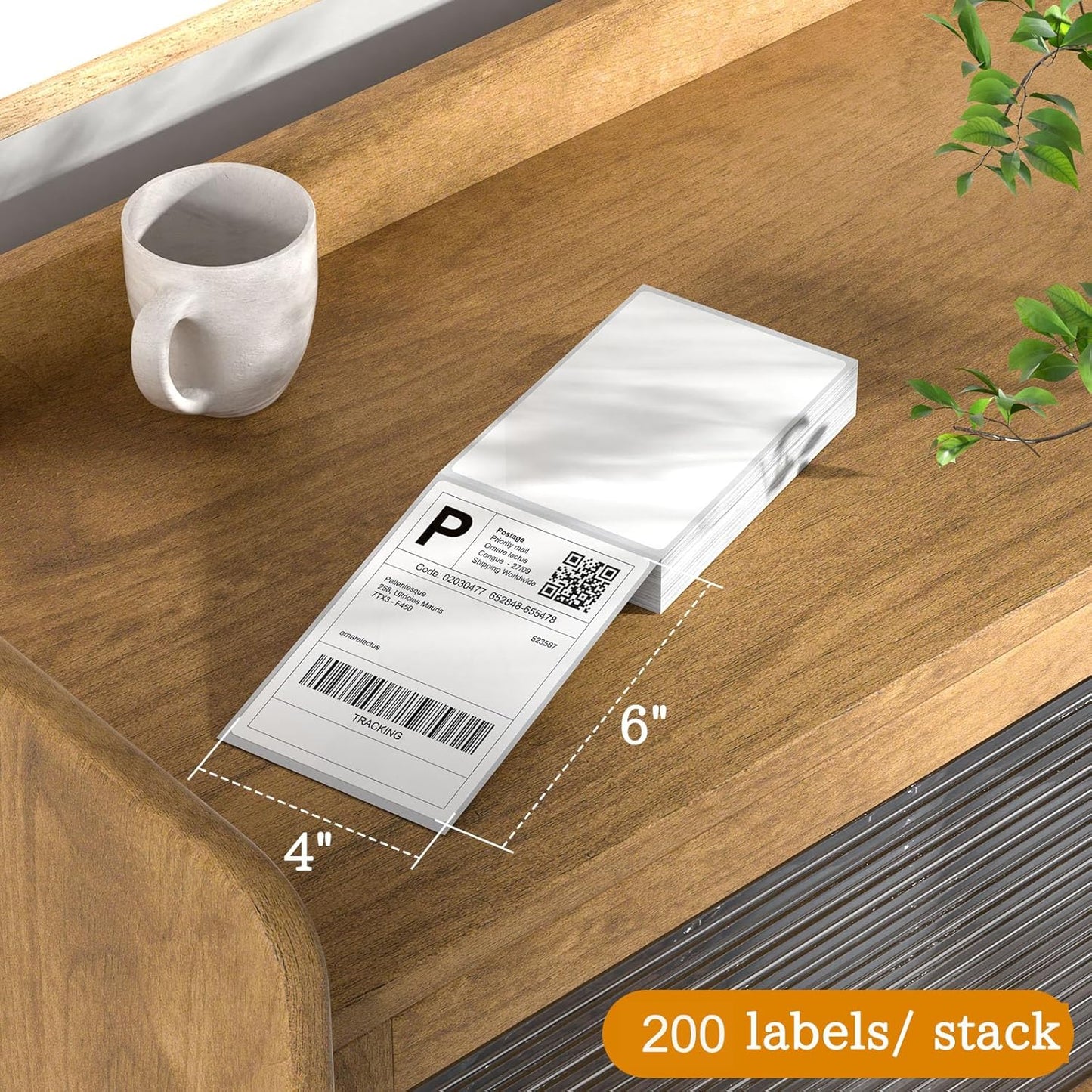 4" x 6" Thermal Labels, 200 Fanfold Labels, Direct Thermal Shipping Label Compatible with Nelko, Rollo, Zebra, Brother, Orgbro, Munbyn, Jadens Shipping Label Printer, Commercial Grade