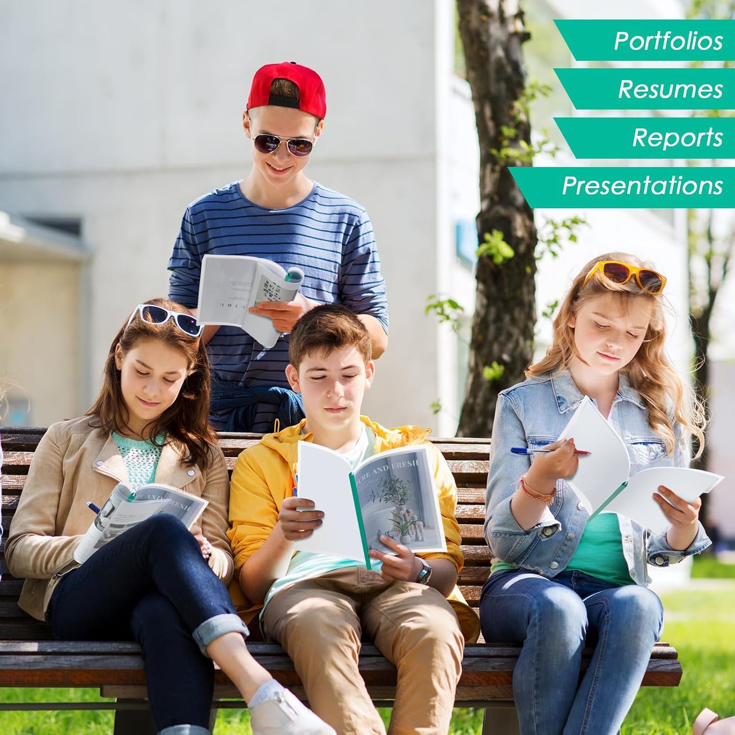 Thenshop 100 Pcs Clear Report Covers with Sliding Bars Sliding Bar File Folder Binder Plastic Report Folder for File Paper Book Resume Letter Office, 30 Sheet Capacity(Green)