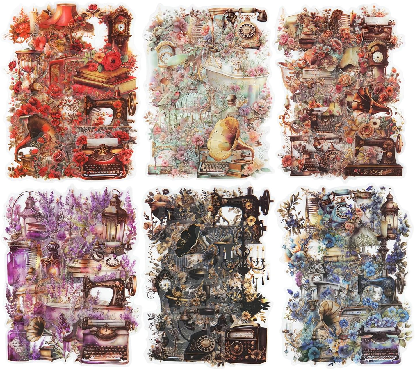 240Pcs PET Scrapbook Stickers Vintage Floral Designs for Scrapbooking DIY Crafts Waterproof Journaling Supplies Junk Journal Ephemera with Storage Organizer