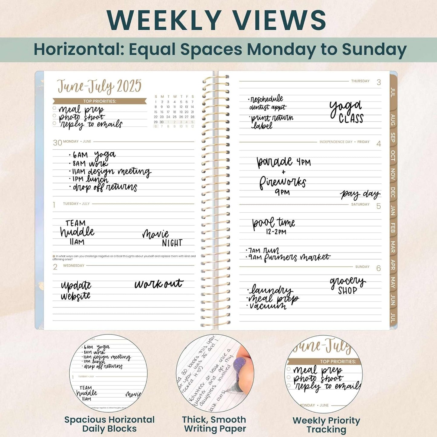 bloom daily planners 2025-2026 Academic Year Daily Planner (July 2025 - July 2026) - A5 Weekly & Monthly Calendar Agenda Organizer Book with Stickers - 5.5" x 8.25" - Iridescent Opal