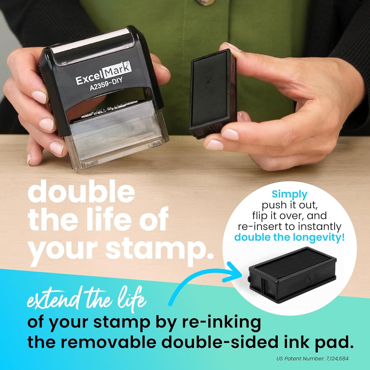 ExcelMark Self-Inking DIY Custom Rubber Stamp Kit - Personalized Stamper for Business or Home - Address Stamp, Message Stamp, and More (Black)