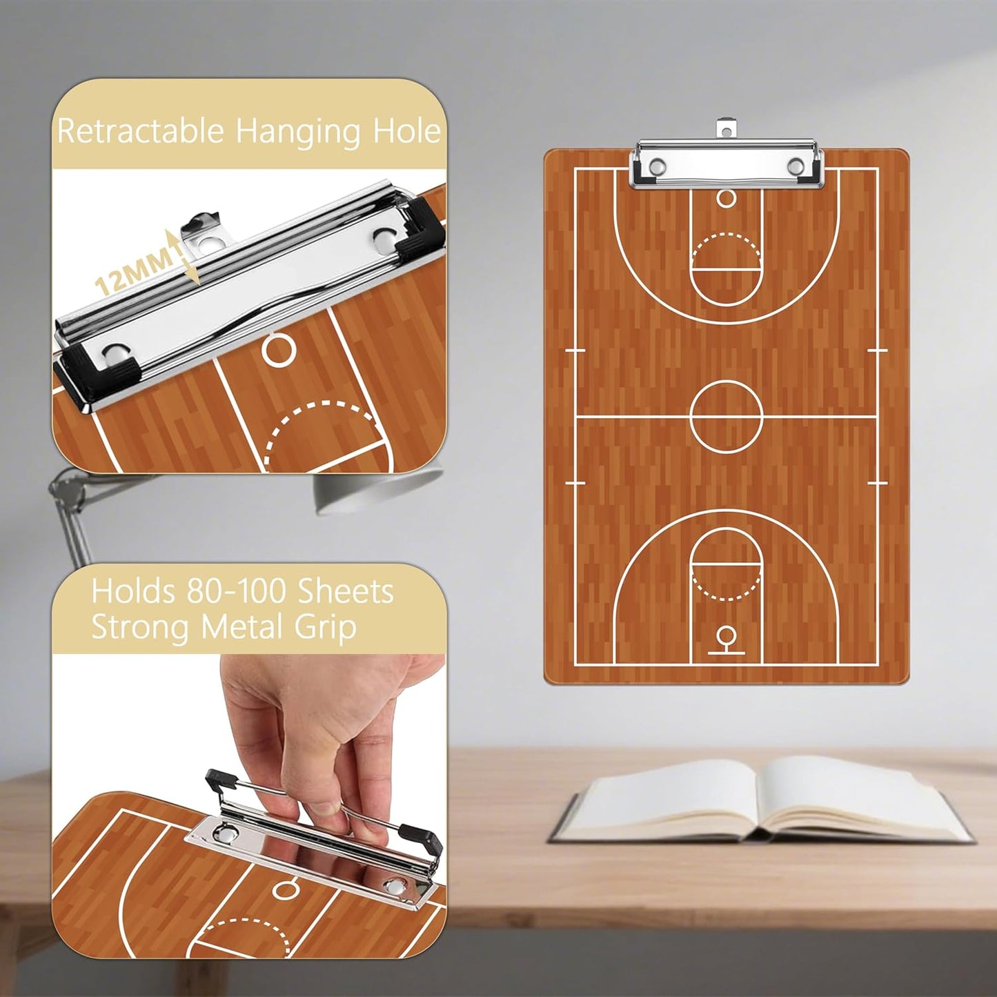 Basketball Coaching Plastic Clipboards,Decorative Plastic Acrylic Clipboard for Teacher Social Worker Students Office Supplies 8 * 12