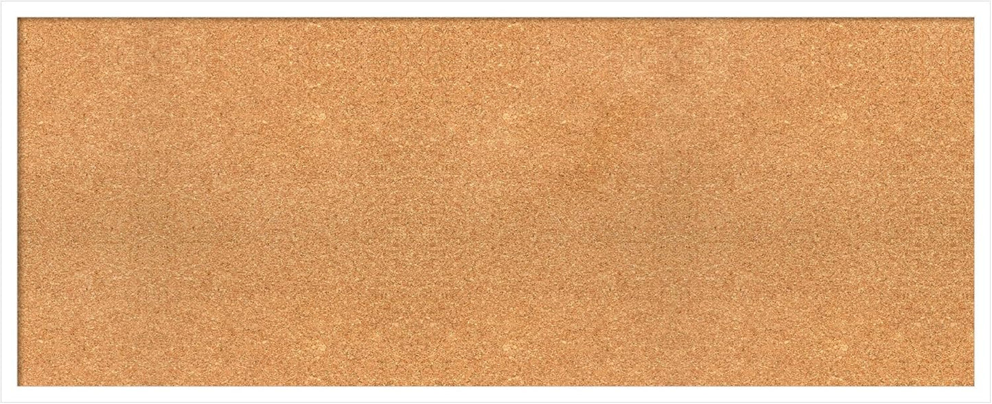 Amanti Art Natural Cork Board for Wall, 19x47 Vision Board with White Frame, Oversize Corkboard Office Decor for Home Organization, Modern Corkboard Pinboard to Display Items for Home Organization in