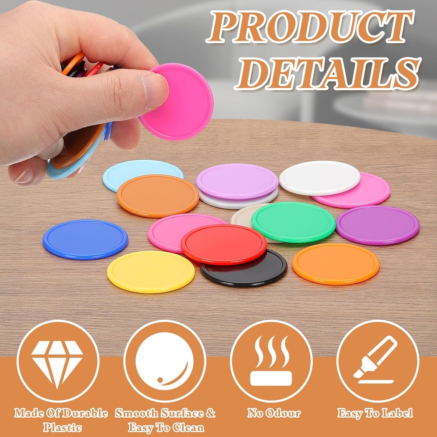 uxcell Plastic Poker Chips, Learning Counters Counting Counters Disk Marker Opaque Game Token for Game Play Math Counting