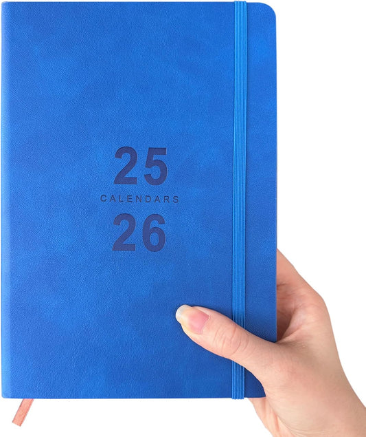 Daily Planner 2025-2026 （8.5"x5.8"）One Day Per Page, Academic Planner July 2025 to June 2026, Agenda 2025 2026, Appointment Calendar Book with Faux Leather Cover (Blue)
