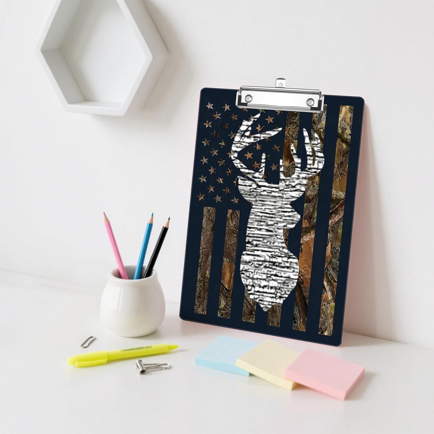 Camouflage Flag Plastic Clipboards,Decorative Plastic Acrylic Clipboard for Teacher Social Worker Students Office Supplies 8 * 12