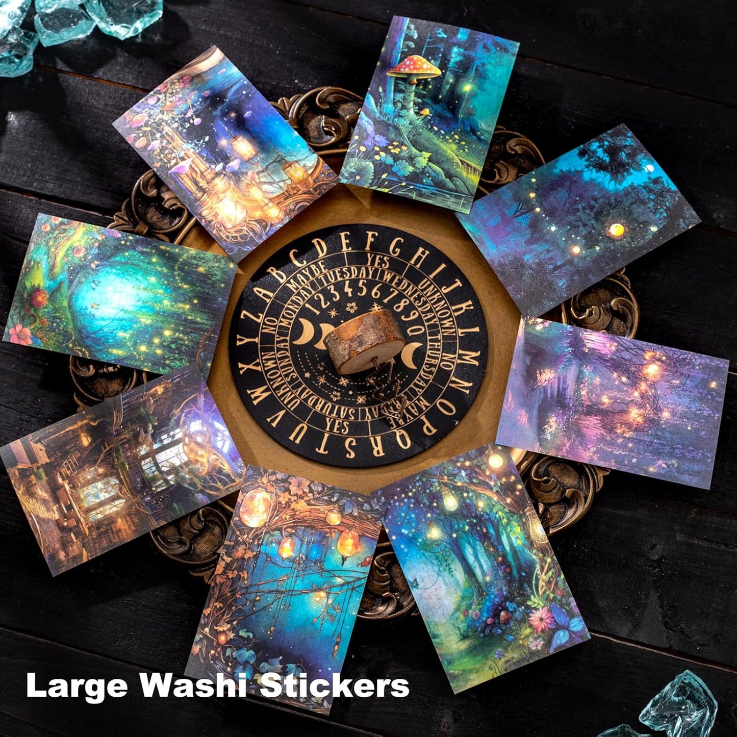 60PCS Twilight Forest Washi Stickers, Mystical Woodland Scenes for Journals, Scrapbooking, DIY Crafts and Gift Wrapping