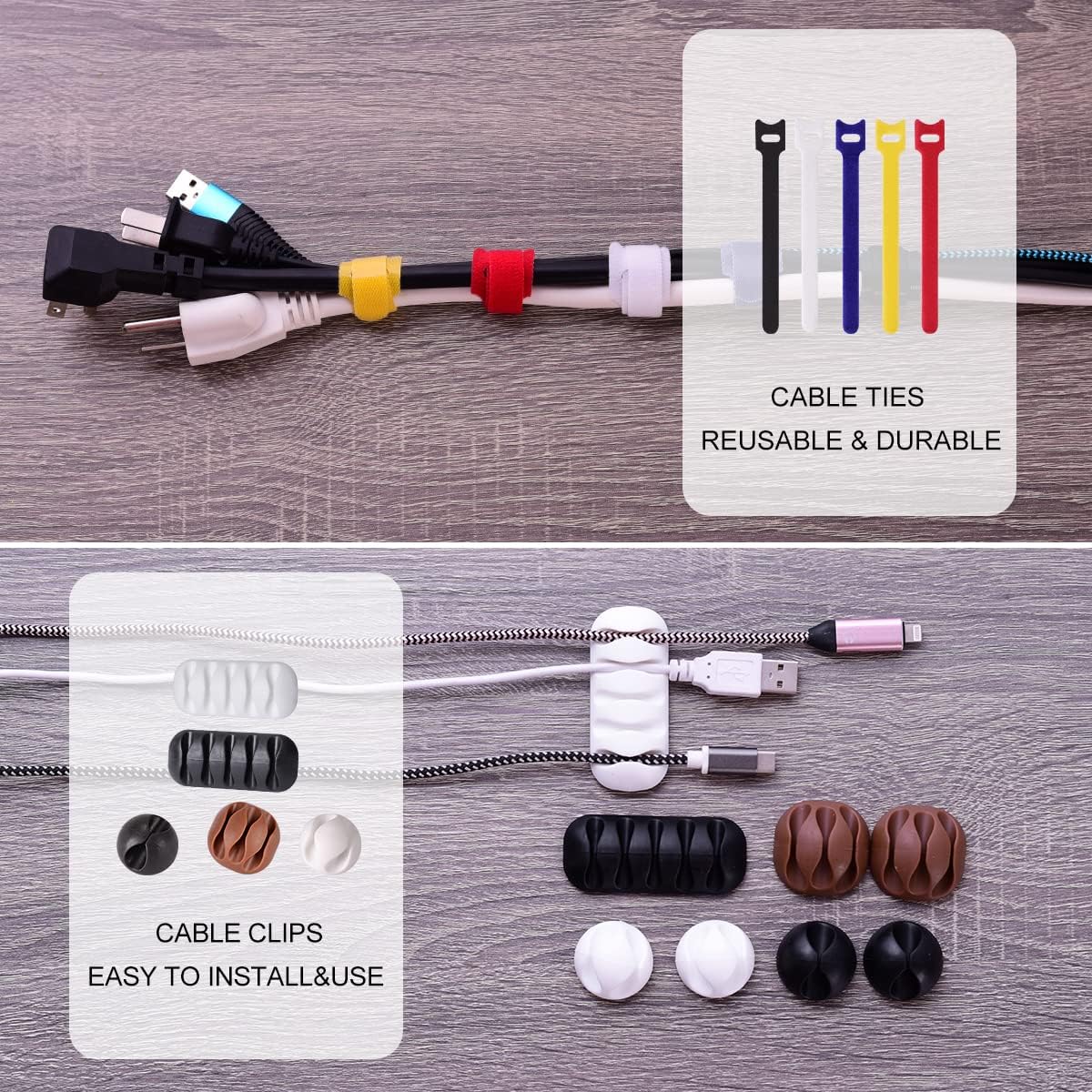 3 Pack Cable Management Box with 18 PCS Cable Management Set - Large & Medium & Small Cable Organizer Box to Hide Wires & Power Strips | TV Cord Organizer Box | for Home & Office, White