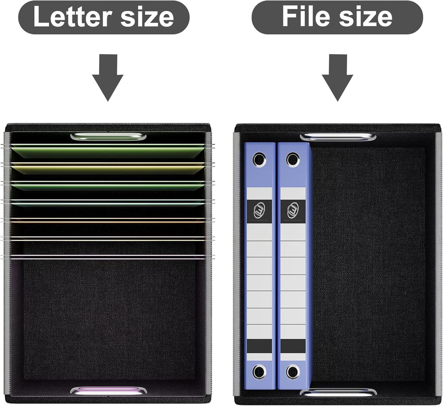 Huolewa Portable Leather File Organizer Boxes with Lids, Collapsible File Folder Organizer Boxes, Decorative Small Filing File Cabinet for Home/Office, Easily Store Documents/Hanging File Folders