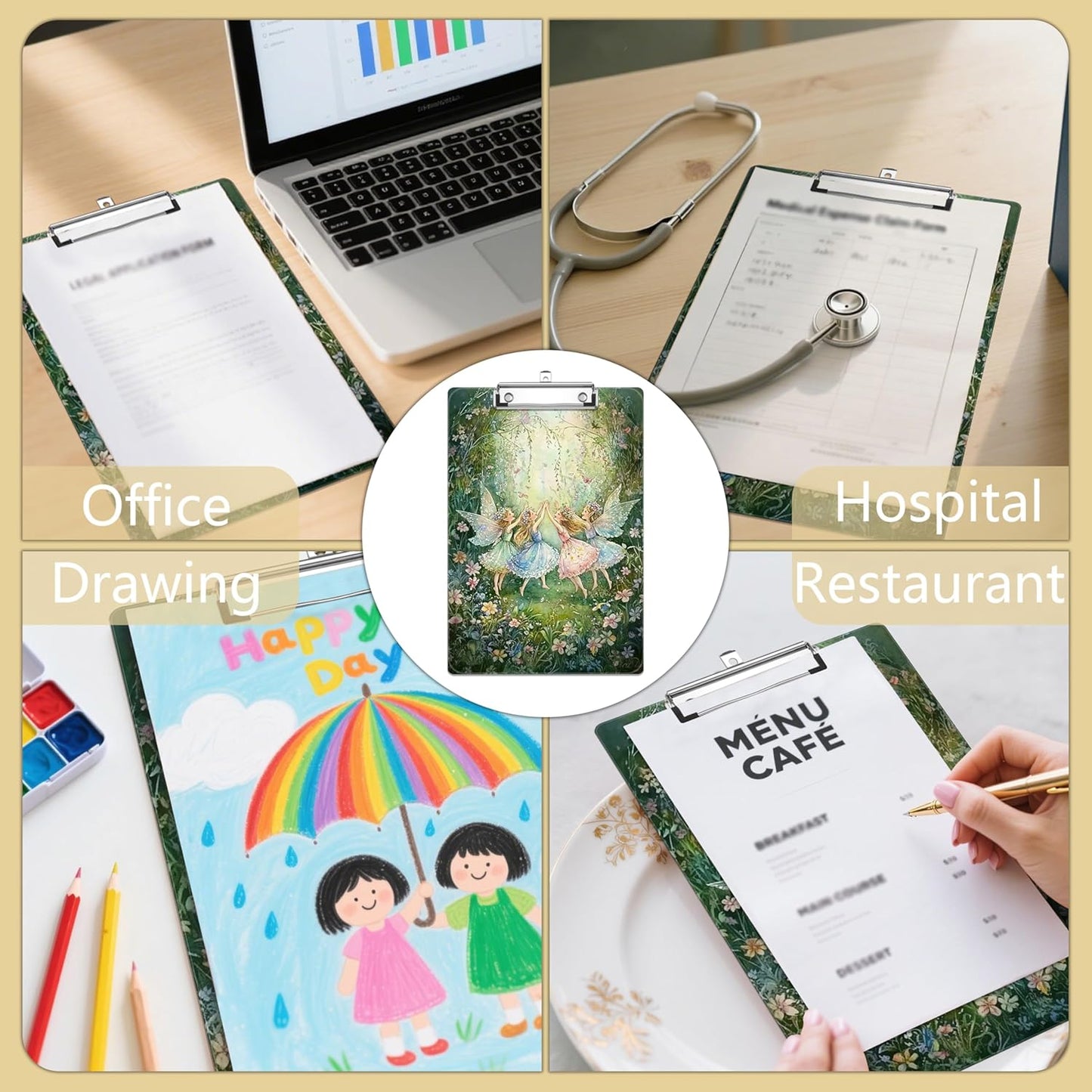 Garden Fairy Plastic Clipboards,Decorative Plastic Acrylic Clipboard for Teacher Social Worker Students Office Supplies 8 * 12