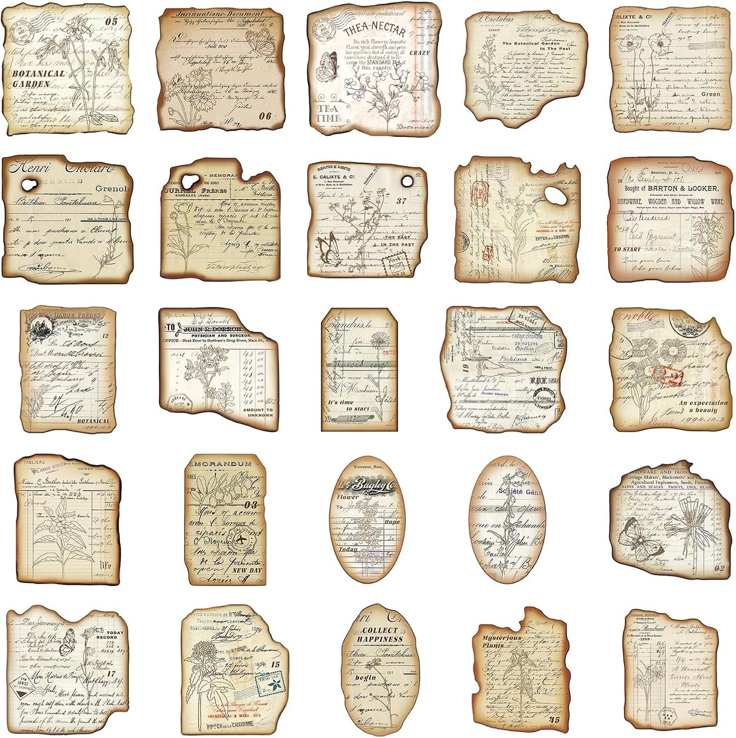 PRSTINCOL Vintage Journaling Stickers,Scrapbook Supplies for Planners,100Pcs Junk Journal Supplies with Antique Map Prints, Distressed Edges for Kids Teenagers Adults