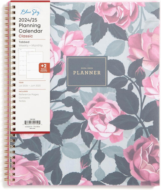 Blue Sky 2024-2025 Academic Year Weekly and Monthly Planner, July 2024 – June 2025, 8.5" x 11", Frosted Flexible Cover, Wirebound, Roosevelt Pink (150150)