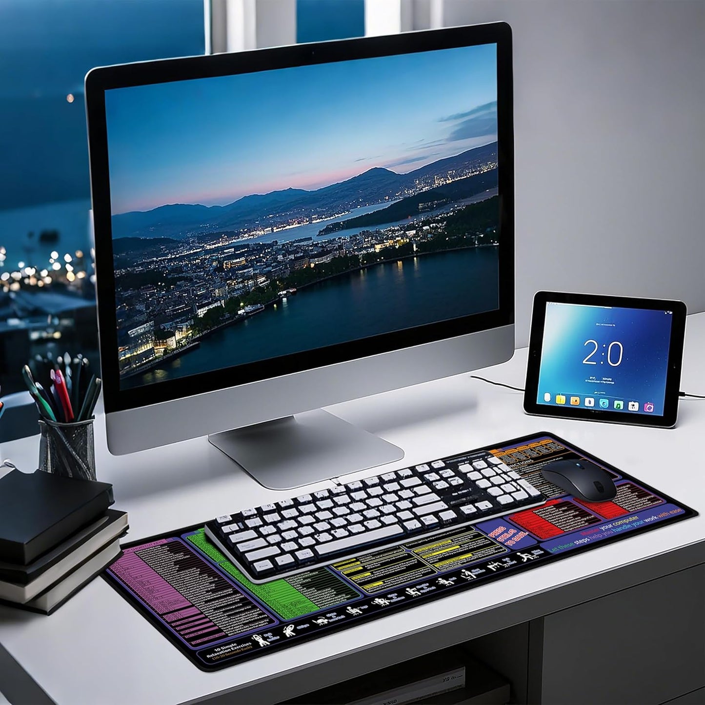 All-in-One Office & Gaming Mouse Pad: Excel/Word/Power Point Mouse pad - XL Waterproof, Non-Slip Desk Mat with Stitched Edges 31.5 x 11.8inches x 3mm