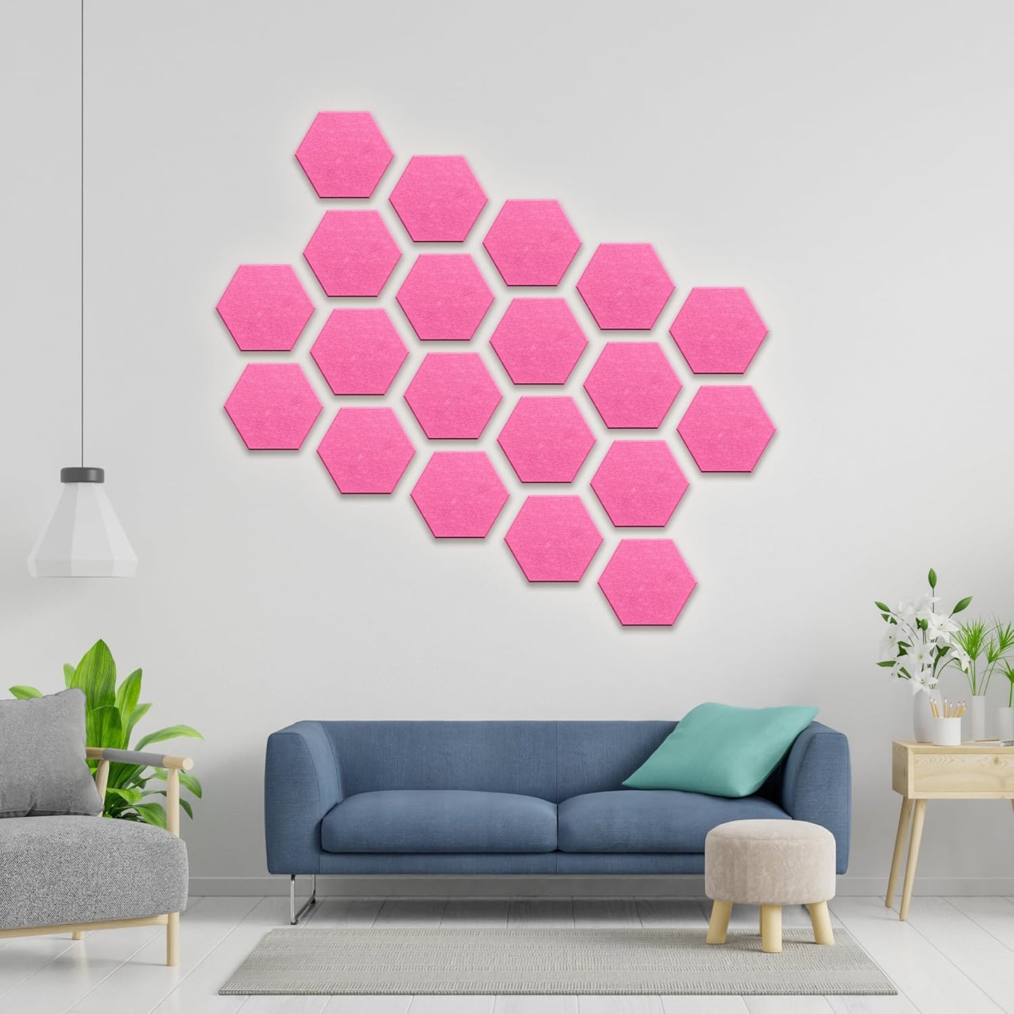 Hexagonal Acoustic Panels-12 Pack High-Density Sound Absorbing Panels 12"X10"X0.4" for Enhanced Noise Reduction, DIY Design, Idea for Studios, Offices, and Home Theaters(Peach Pink)