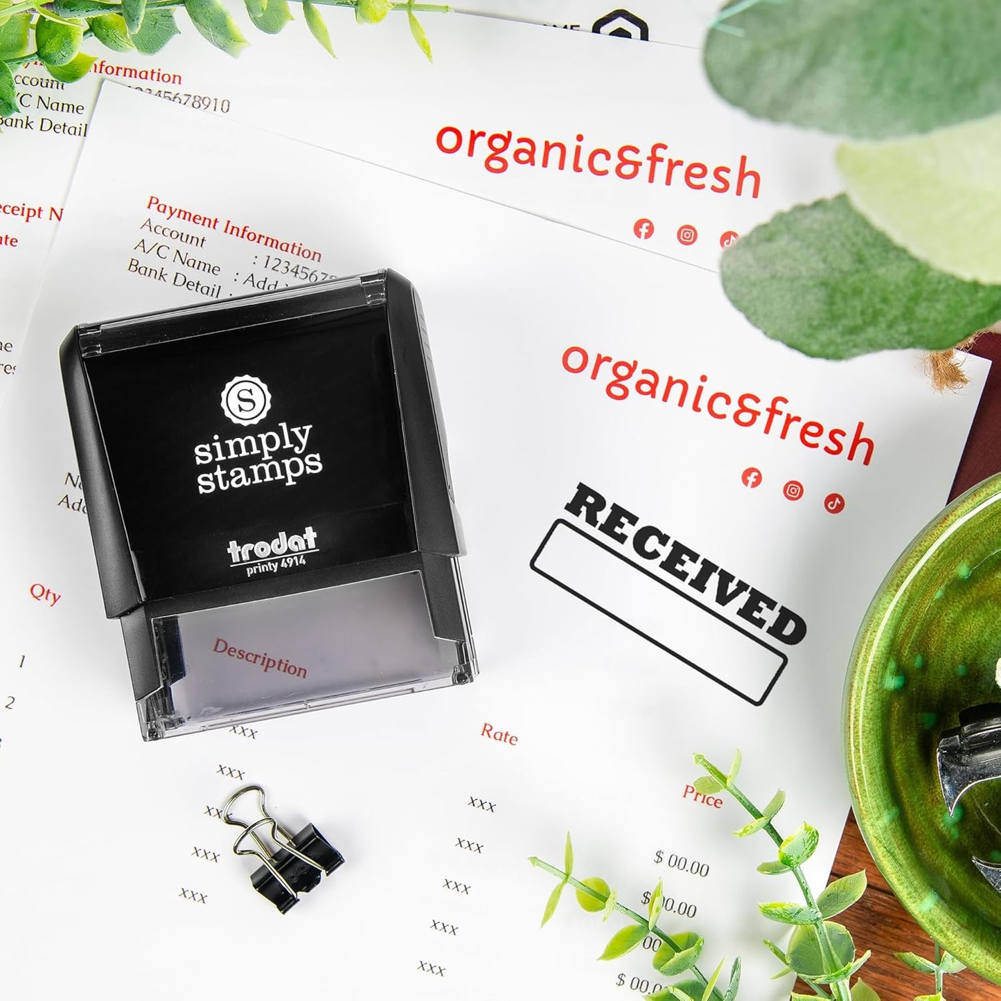 Received Office Stamp | 4 Different Sizes | 20 Designs | Multiple Color Options | Perfect for Quick Validation of Office Documents (Received, Xtra Large)