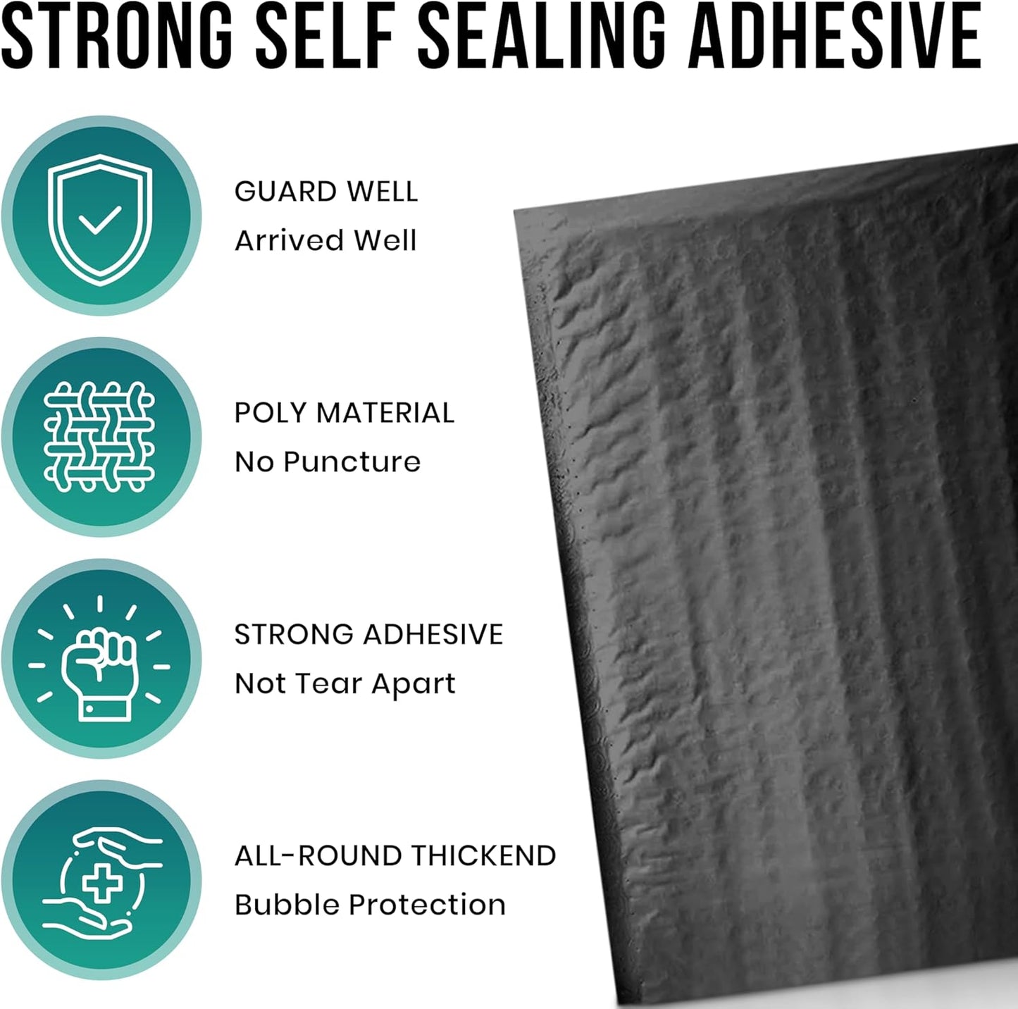 Levex - #2 8.5" x 12" [5 Pack] Black Poly Bubble Mailers, Padded Envelope Mailers, Packing Envelope & Mailing Bags for Shipping