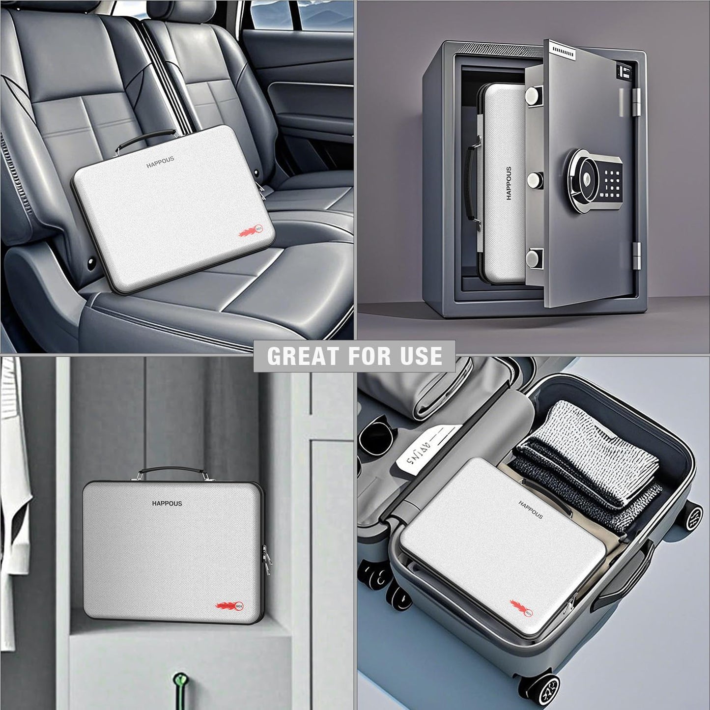 Fireproof Document Organizer, Expanding File Organizer with 13 Pockets, Portable Fireproof Document Box Hard-Shell Document Organizer Storage for Documents Laptop Passports Cards Gray